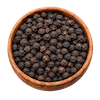 Wooden bowl of black pepper powder