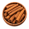 Wooden bowl of cinnamon powder