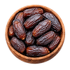 Wooden bowl of premium dates