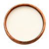Wooden bowl of creamy milk
